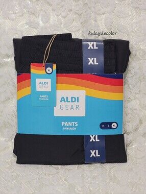 ALDI GEAR XL Black Jogger Pants Elastic Waistband Athletic Lounge Sweatpants NWT